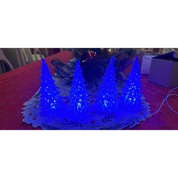 Lemax Lighted Christmas Trees Set of 4 - Picture 3 of 5